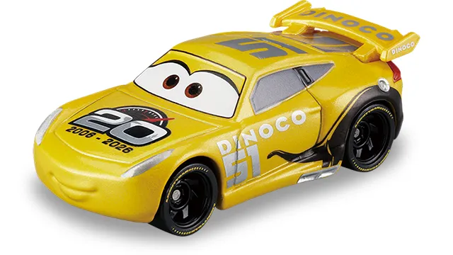 Cars Tomica SP 克魯茲·拉米雷茲 20 週年紀念版官方商品照，Dinoco 黃色 51 號車身