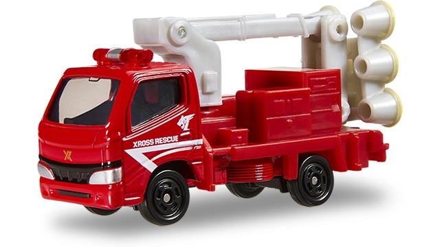 Xross Rescue 照明車官方商品照,紅色車身,車上有六燈照明裝置