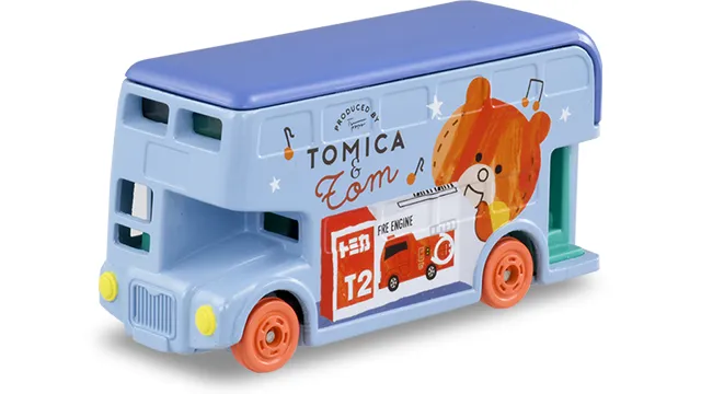 Dream Tomica SP「Tomica 與 Tom」最愛 Tomica 官方商品照，淺藍色雙層巴士車身印繪本插畫