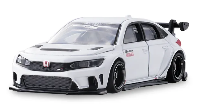 tomica custom works WH26 SPOON CIVIC FL5 展示車官方商品照，白色車身配黑色輪圈與尾翼