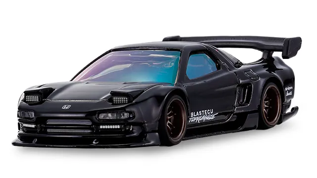 tomica custom works BK26 Honda NSX 官方商品照，消光黑車身配古銅色輪圈與彩虹色車窗