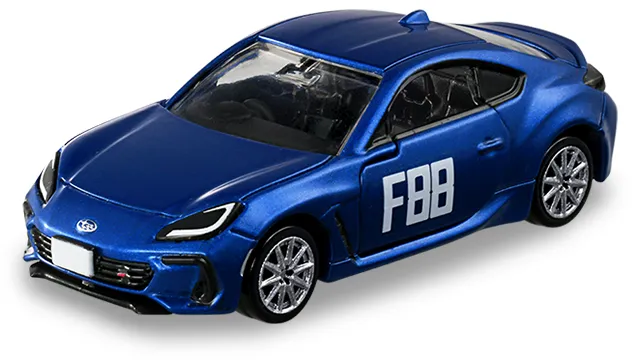 Tomica Premium unlimited 14「昴與彗星」Subaru BRZ 官方商品照，藍色車身側面印 F88
