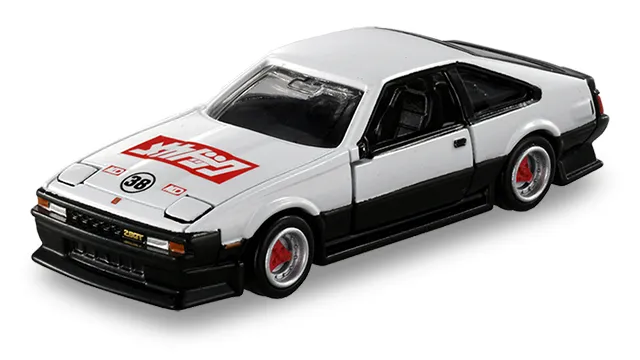 Tomica Premium unlimited 10 よろしくメカドック Celica XX 官方商品照，白黑雙色車身，引擎蓋印紅色標誌與 38 號
