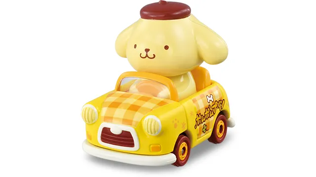 TOMICA TUNES SINGLE PACKS We Love Pompompurin 官方商品照，黃色車身配橘黃格紋引擎蓋