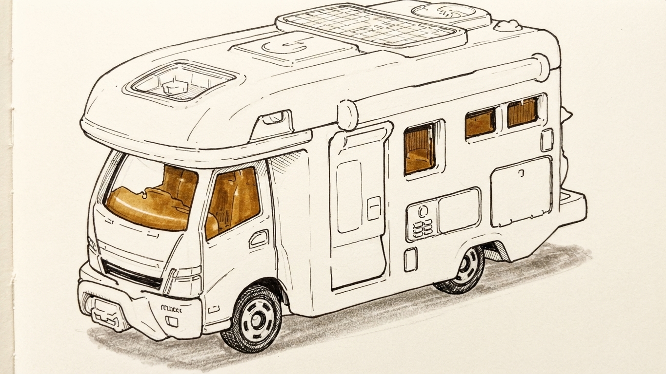 No.24 露營車 素描插畫