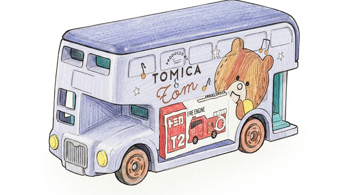 Dream Tomica「Tomica 與 Tom」系列素描插畫