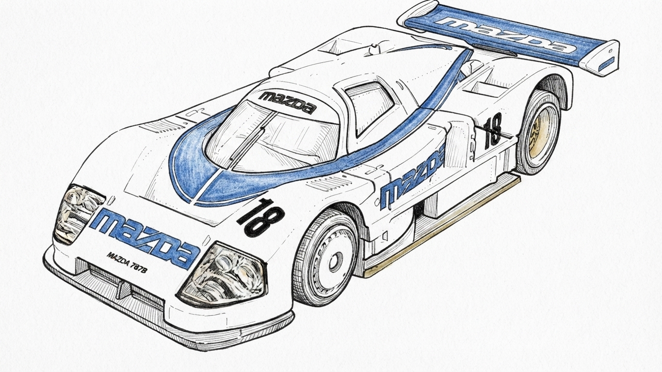 Tomica Premium Racing Mazda 787B 18號車 素描插畫
