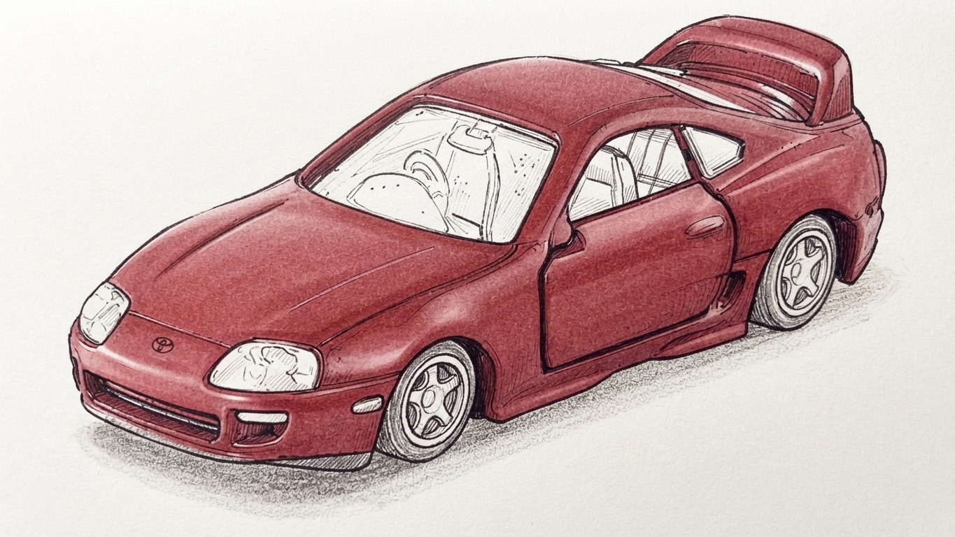 Tomica REBORN Toyota Supra 素描插畫