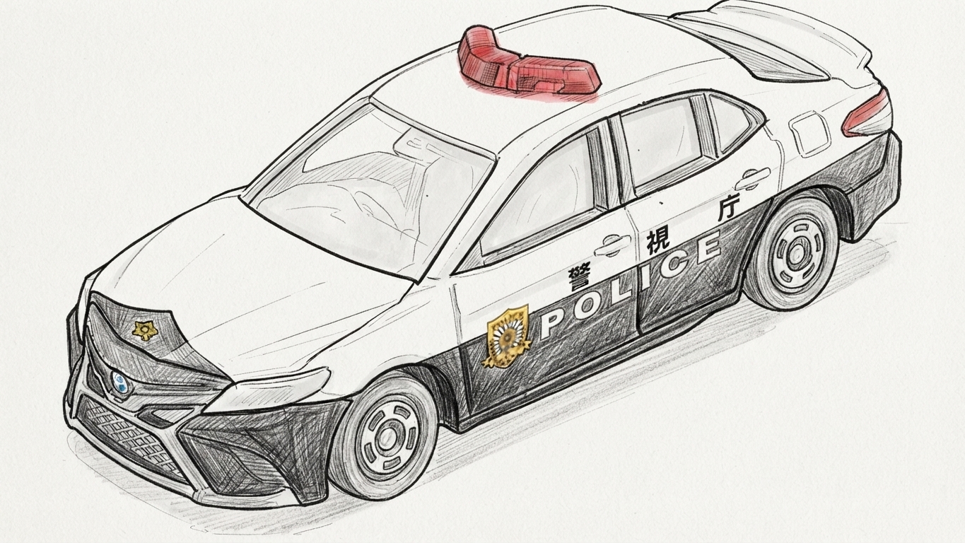 AEON 限定 No.87 Toyota Camry Sports 日本警察巡邏車素描插畫
