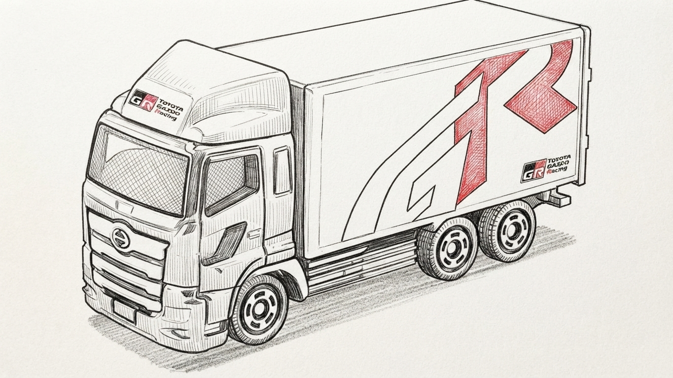 TCN 限定 TOYOTA GAZOO Racing 運輸車素描插畫
