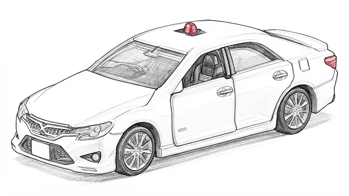 Tomica Premium 24 Toyota Mark X 偽裝巡邏車素描插畫