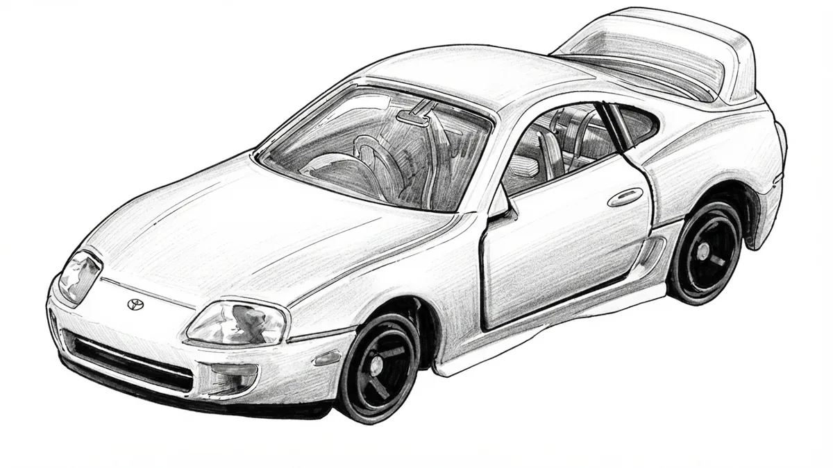 TT Mall 限定 Tomica REBORN Toyota Supra 素描插畫