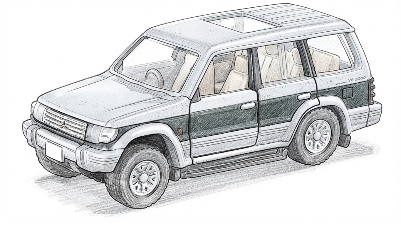 復刻版 Tomica Premium 三菱 Pajero 素描插畫